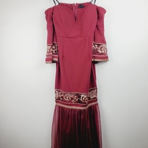 Soieblu Wine Fishtail Maxi Dress Sz M NWT